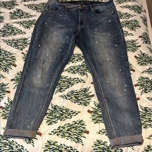 Seven7 Blue Ankle Jeans with White Accents